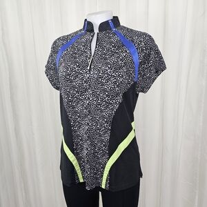 Jamie Sadock Black and Blue Patterned Athletic Top Size Medium